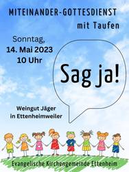 Plakat zum Miteinander-Gottesdienst mit Taufen